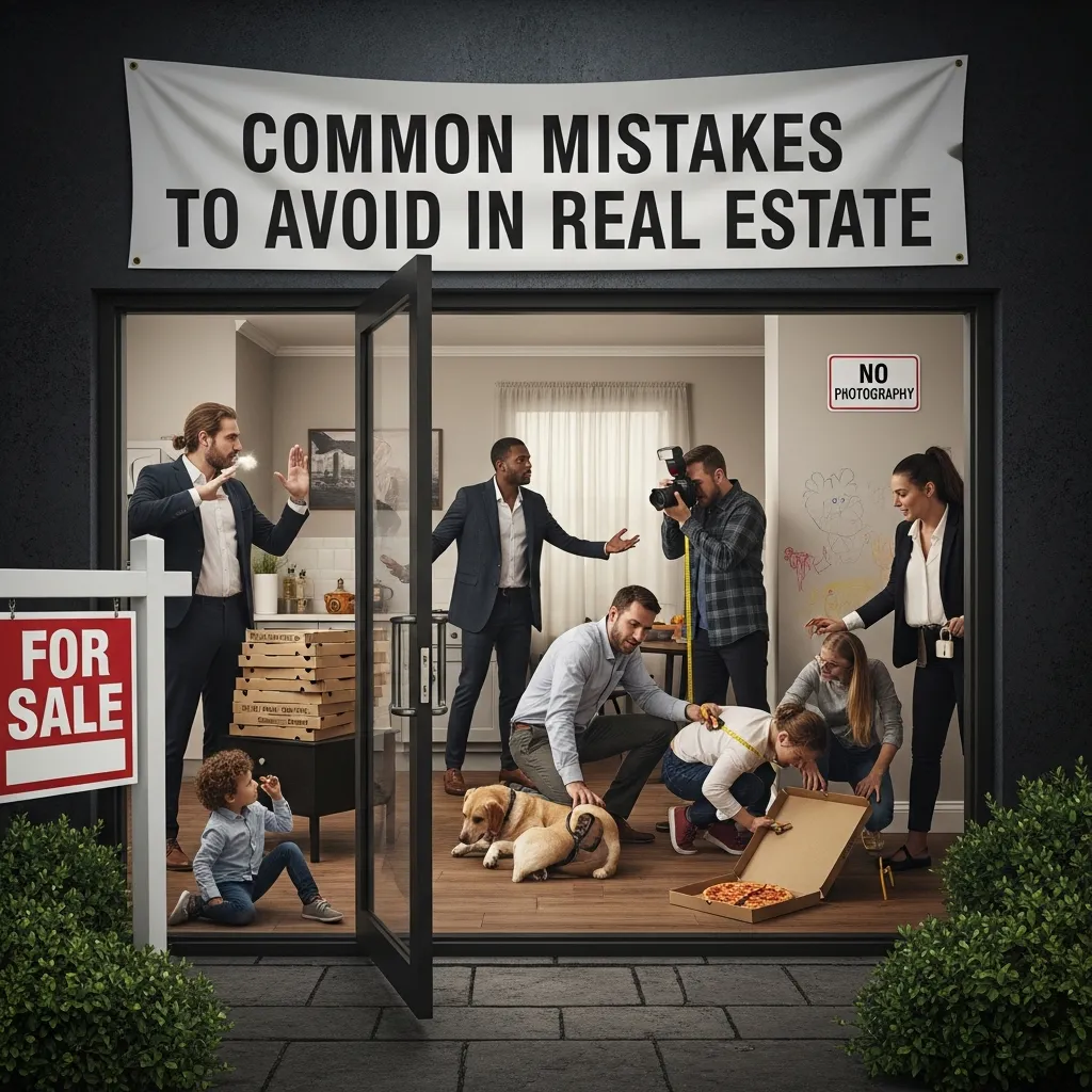 Infographic showing common mistakes to avoid in real estate buying and selling