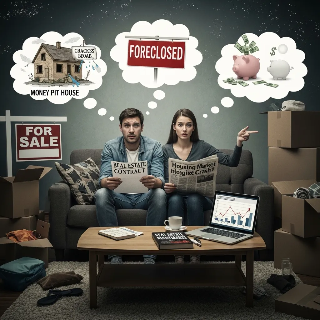 Real estate portfolio growth concept with multiple properties, income streams, and financial charts