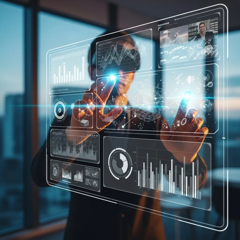 Modern UX design infographic illustrating enhancing user experience with visual outputs, featuring interactive dashboards, data visualization charts, intuitive interfaces, real-time feedback systems, accessibility improvements, and user-centered design elements in a clean professional digital product design.